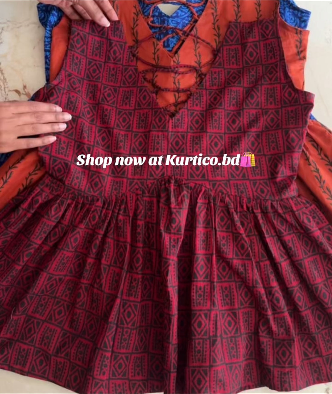 Maroon Geometric Peplum Kurti